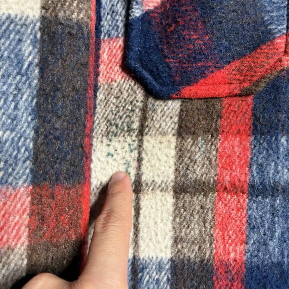 Vintage CPO Heavy Flannel Shirt Mens Medium Plaid Button Montgomery Ward 70s 80s - Picture 5 of 14